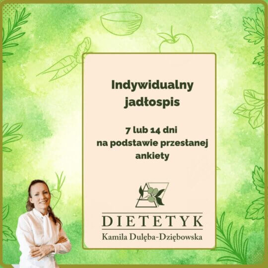 Indywidualny jadłospis 7 lub 14 dni na podstawie przesłanej ankiety