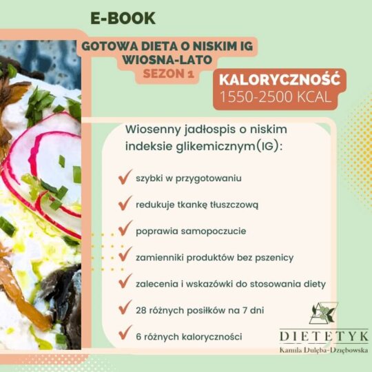 Ebook Gotowa dieta o niskim indeksie glikemicznym (IG), sezon wiosna-lato