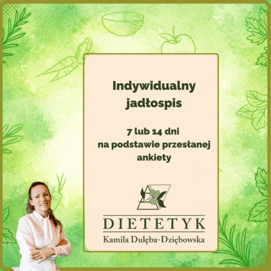 Indywidualny jadłospis 7 lub 14 dni na podstawie przesłanej ankiety