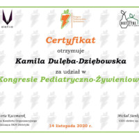 dietetyk Kamila Dulęba Dziębowska 6 kongres pediatryno żywieniowy, Kamila Dulęba-Dziębowska
